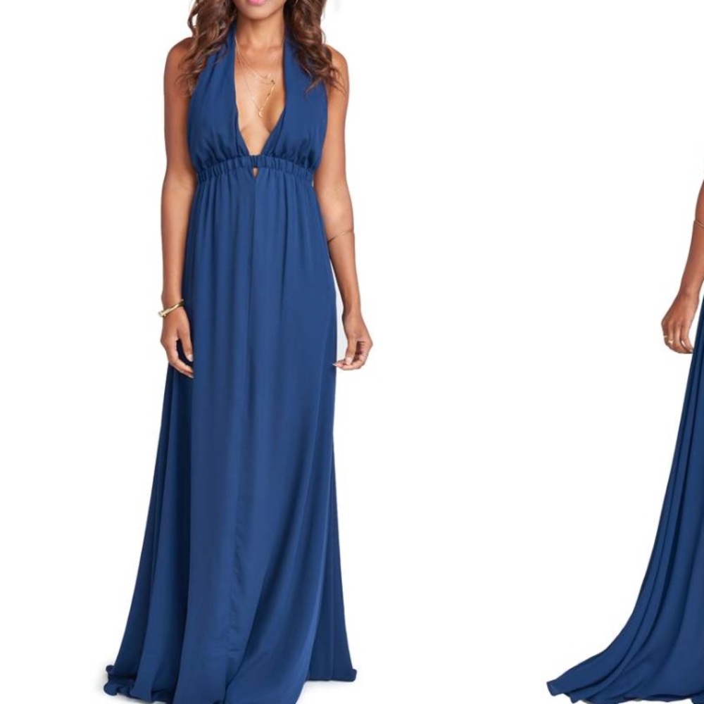 Mumu halter navy maxi dress